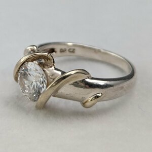 英国ヴィンテージジュエリー キュービックジルコニア 純銀リング（11号）指輪