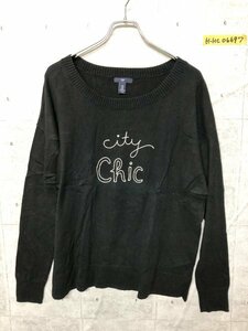 GAP ギャップ 刺繍入り ニットソー カットソー 黒 ブラック 大きいサイズ XL