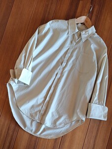 ★ZARA ザラ　袖口折り返し　長袖シャツ　ロング丈　ベージュ　S　超美品★