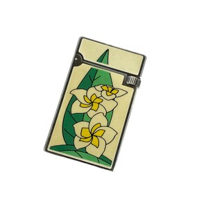 ■1円～■美品■　デュポン ライター 煙草 タバコ 花 ベージュ シルバー SV 1スタ 【183171】◇