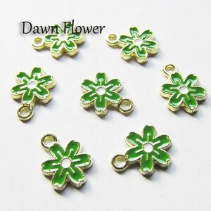 【D-0628】20pcs　桜　12×8mm　グリーン　チャーム　ハンドメイドパーツ