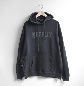 Netflix × BEAMS ◆ ロゴ フーディー 黒 Lサイズ スウェット プルオーバー パーカー トレーナー ネットフリックス ビームズ ◆ES20