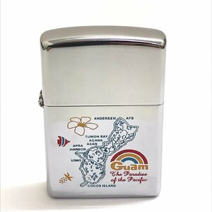 中古品 zippo ジッポ オイルライター GUAM グアム 地図絵 K X 刻印 1994年 レギュラータイプ シルバーカラー 質屋出品