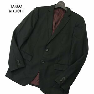 TAKEO KIKUCHI タケオキクチ 通年 総裏 裏ボルドー ストライプ★ 2B テーラード ジャケット Sz.3　メンズ 黒　A4T03156_3#O