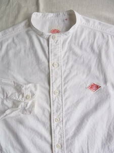 DANTON ダントン　コットンオックス素材　Aラインシルエット　バンドカラーシャツ　サイズ 40 ホワイト　日本製