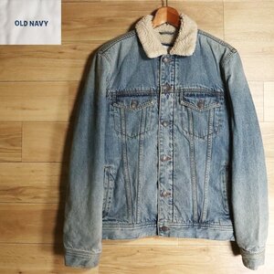 E7S/R4.26-1　OLD NAVY　オールドネイビー　裏ボア　デニムジャケット　ジージャン　Gジャン　トラッカージャケット　M　アウター　古着