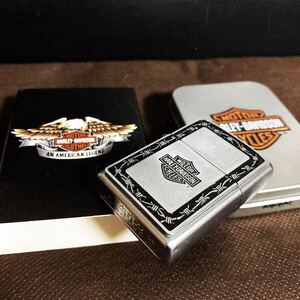 2002年4月製造 Zippo ジッポー 「送料無料」 発火石新品交換 着火確認済 ビンテージ 中古 Harley-Davidson ハーレーダビッドソン [番106]