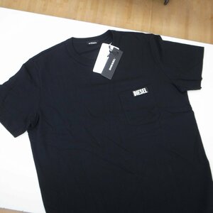 6388【本物保証】 DIESEL ディーゼル クルーネック 半袖 Tシャツ Sサイズ ブラック 175/92A バックプリント DS41336SL 綿100％ 未使用品