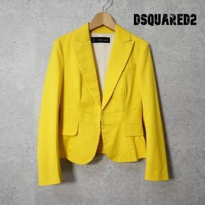 極美品 DSQUARED2 ディースクエアード サイズ40 ホック式 ストレッチあり テーラードジャケット 黄 イエロー