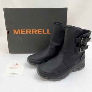 ◆◆ MERRELL メレル ICE CAP GUIDE MID BUCKLE WP スノーブーツ 24cm US7 毛羽たちあり J81604 ブラック やや傷や汚れあり