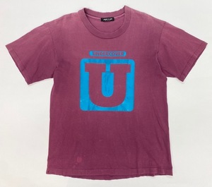 UNDERCOVER 初期 1995AW U Logo ラバープリント Tシャツ エンジ×水色 F アンダーカバー T-shirt Last Show Speed期