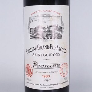 ★シャトー グラン ピュイ ラコスト 1986年 赤 ※ 750ml 12.5% ポイヤック Chateau Grand Puy Lacoste TL01019