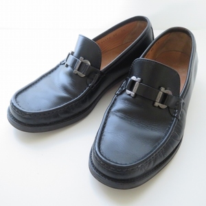 #ans サルヴァトーレ・フェラガモ Ferragamo ローファー 7 1/2 レザー 黒 メンズ [900393]