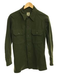 US.ARMY◆シャツ/15/-/KHK/WOOL FIELD SHIRT/リペア痕有