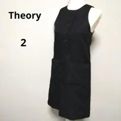 【美品】theory 花柄ノースリーブ ワンピース サイズ2 セオリーブラック