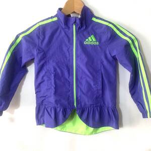 ■KIDS adidas アディダス パフォーマンスロゴ 裏地メッシュ ジップアップ ナイロンジャケット 古着 スポーツブランド パープル SIZE 3T■