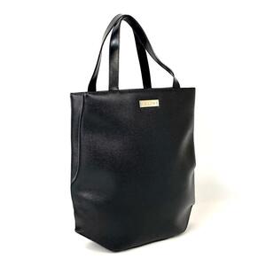 【美品】CELINE セリーヌ ハンドバッグ ロゴプレート シルバー金具 トートバッグ サフィアーノ レザー 黒 ブラック フォーマル 男女兼用