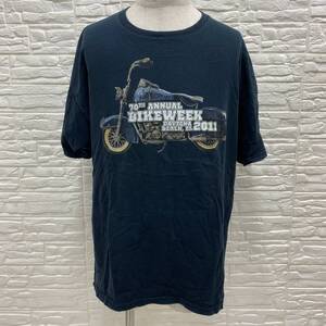 【872】GILDAN ギルダン Tシャツ 半袖 女性プリント バイクウィーク ヴィンテージ コットン XLサイズ ブラック