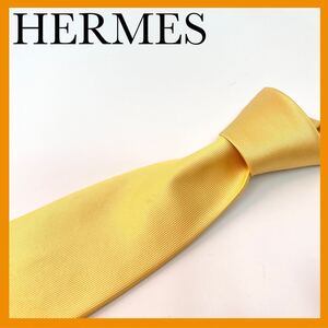 HERMES エルメス ネクタイ オレンジ イエロー 剣先9.5cm