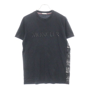 MONCLER モンクレール ラバーロゴ 半袖クルーネックTシャツカットソー ブラック D10918026250