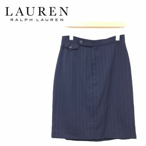 1K2107-R◆RALPH ralph lauren ラルフローレン 膝丈タイトスカート◆サイズ15 レディース 婦人 ボトムス 秋冬 裏地 ストライプ ネイビー