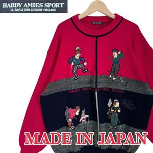 即決★サイズ5(Ⅴ)★HARDY AMIES SPORT★日本製 ニットセーター ハーディエイミス ゴルフウェア メンズ T2813 古着公園