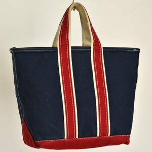 美品！ バキバキ！ ギザタグ！ 80s L.L.Bean デラックス BOAT AND TOTE キャンバス トートバッグ ビンテージ ネイビー レッド ミディアム