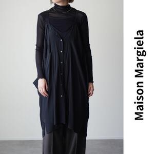 未使用タグ付 Maison Margiela 変形 シャツブラウス 脱構築 ノースリーブシルク silk キャミワンピ ミドル丈 2015SSフェイクスリーブ