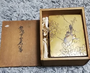 沈香箱 高蒔絵 鳥 梅花 沈金 梨地 共箱 時代箱 骨董品 古美術品 煎茶道具