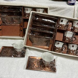 新品★昭和レトロコーヒーカップソーサー10客セット陶器、銅、コッパー