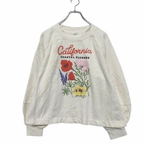 OLD NAVY プリント スウェット トレーナー レディース S オールドネイビー ラグラン 花 古着卸 アメリカ仕入 a510-6217