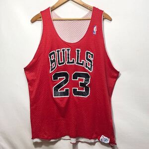 ■ ビンテージ USA製 Sand-Knit NBA BULLS ブルズ ＃23 バスケ ユニフォーム メッシュ地 タンクトップ サイズXL 赤 ■