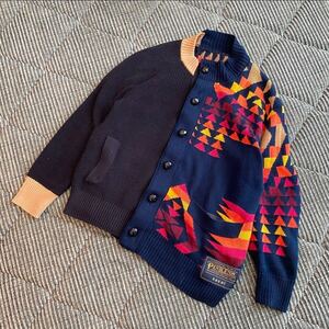 100円スタート 激レア sacai x PENDLETON アシンメトリー コットン ニット カーディガン 相葉雅紀着用