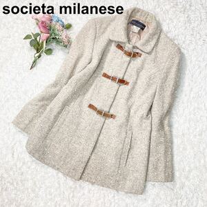 イタリア製 societa milanese ツイードジャケット コート 42 レディース B12409-123