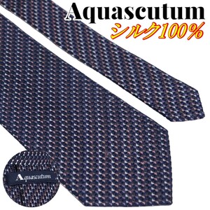 Aquascutum アクアスキュータム 総柄 幾何学柄 微細柄 シルクネクタイ ビジネスネクタイ カジュアルネクタイ 日本製