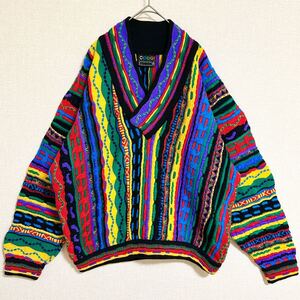 ◆1円～◆極美品 COOGI クージー 総柄 3Dニット 立体編み セーター マルチカラー プルオーバー ピュアニューウール100% オーストラリア製