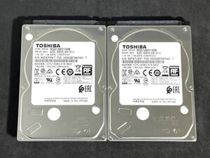 ★ 2個セット ★ 1TB ★　TOSHIBA / MQ01ABD100M 【使用時間：1215 h＆ 1550 h】 2020年製　良品　2.5インチ内蔵HDD 9.5mm/SATA