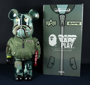 7476■ BE@RBRICK Bape Alphaindustries MedicomToy ベアブリック ベイプ アルファインダストリーズ メディコムトイ 1000% フィギュア