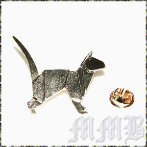 [BROOCH] Lapel Pin Gold Origami Cat ジャケット スーツ襟PINS ゴールド キャット おりがみ猫 折り紙ネコ ブローチピン 