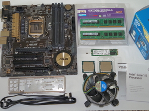 ■ ASUS H97M-PLUS+ Core i5-4460(箱、クーラー付属) + DDR3メモリ4GB(2GBx2) + M.2 SATA SSD 128GB + i3-4130 動作品 IOパネルあり ■