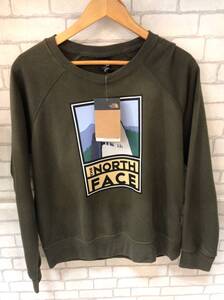 THE NORTH FACE ザノースフェイス 長袖 スウェット カーキ系 ボトルソースクルー タグ付き サイズM レディース JS-406640