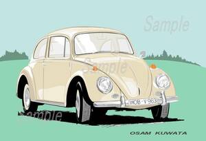 イラスト VW ビートル A4サイズ 額入り