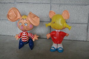 レア 希少 エラー品 トッポジージョTopo Gigio ロージー ROSY ビニールトイ 昭和レトロ 空ビ 空気ビニール 人形 2体 玩具 マリア ペレーゴ