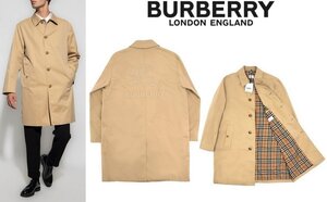 45万新品◆52=XL◆BURBERRYバーバリー◆コットンギャバジン素材バックマキシロゴ『Highbridge』トレンチコート 薄茶ベージュ 1円