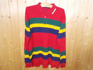 r58◆Polo by Ralph Lauren 長袖ポロシャツ◆サイズM 古着 90s ポロバイラルフローレン ロングポロシャツ USED ボーダー 送料385円　6B