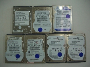 【中古】HDD ハードディスク 750GB 3台 640GB 4台 まとめて SATA 2.5インチ Western Digital Seagate 東芝