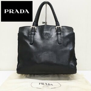 プラダ/レザー/ビジネスバッグ/ハンドバッグ/手提げ/ユニセックス/ブラック/型押しロゴ/prada/シルバー金具/SC16