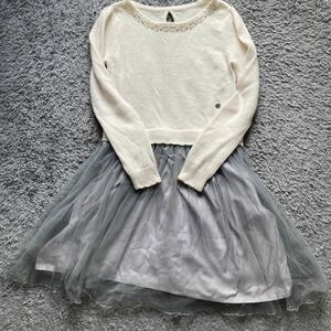 LODISPOTTO☆アンゴラ混ニット×チュールドッキングワンピースオフM☆美品19 