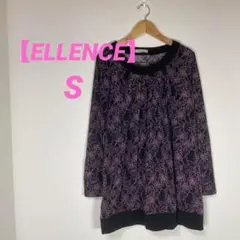 【ELLENCE】カットソー　花柄　ギャザー　バイカラー　レディース　S