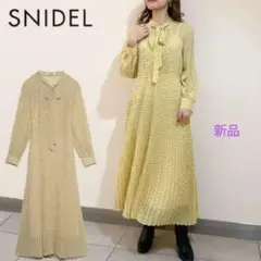 新品 snidel ワンピース ドット ボウタイ プリーツ ワンピース